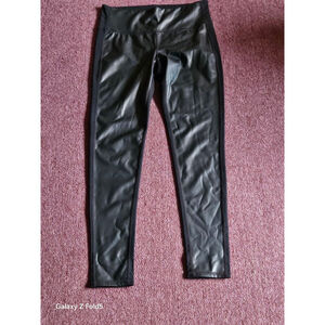 Women's Athleta Black Faux Leather Panel Leggings Size S